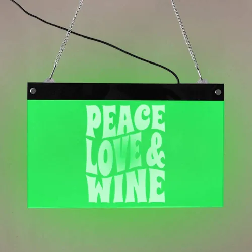 Miniatura 6 de The Geeky Days Custom Peace Love and Wine LED Neon Bar Sign Custom Business Logo Cita divertida Bar Pub Iluminación Decoración de pared Letrero