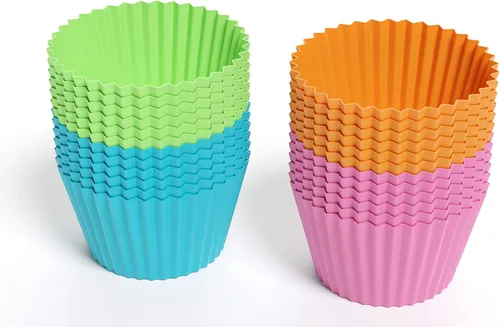 Miniatura 2 de Bakerpan Mini soportes de silicona para cupcakes, mini forros para cupcakes, tazas de pastelería y postre, paquete de 24 (multicolor)