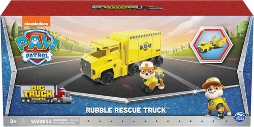 Miniatura 9 de PAW Patrol, Camiones transformables de Rubble de Big Truck Pup con figura de acción coleccionable, juguetes para niños mayores de 3 años Escombros