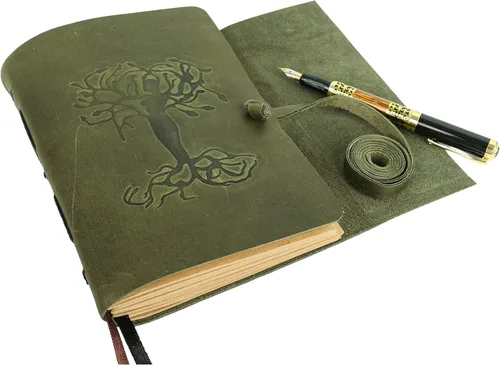 Miniatura 2 de Diario de cuero para mujeres y hombres en relieve de 8 x 6 pulgadas, hecho a mano, papel para manualidades, cuaderno de la madre tierra, cuaderno