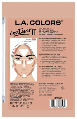 Miniatura 3 de L.A. Colors I Heart Makeup, paleta para contorno de maquillaje, Medio a oscuro