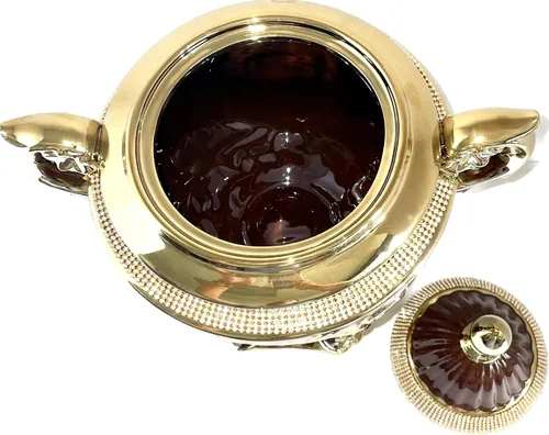Miniatura 3 de Sopera de santo Yoruba Oya marron con acentos dorados./ Sopera Oya marrón con detalles dorados