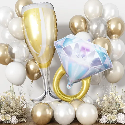 Miniatura 25 de Globos azul marino y dorados, 50 piezas de globos de confeti azul marino perla doble relleno blanco arena metálico cromado dorado de 12 pulgadas