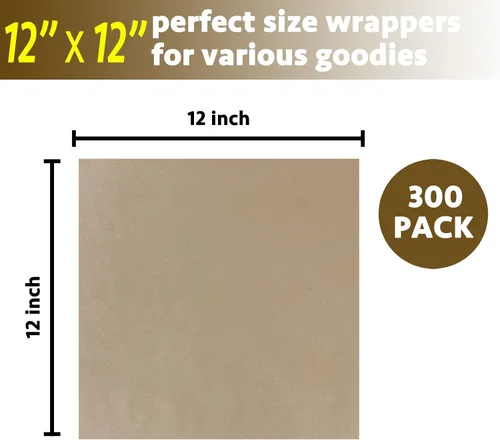 Miniatura 6 de CAMKYDE Hojas de Papel Deli 30cm X 30cm 300PK, Papel para Envolver Sándwiches Resistente a la Grasa Papel kraft