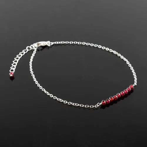 Miniatura 64 de YANARA Pulsera de tobillo para mujer, piedra de nacimiento natural, cuentas de piedras preciosas, tobillera delicada hecha a mano de 9 pulgadas +