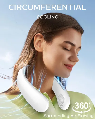 Miniatura 5 de Ventilador de cuello, ventilador portátil alrededor del cuello, ventilador personal de 5200 mAh con batería recargable por USB, 3 velocidades