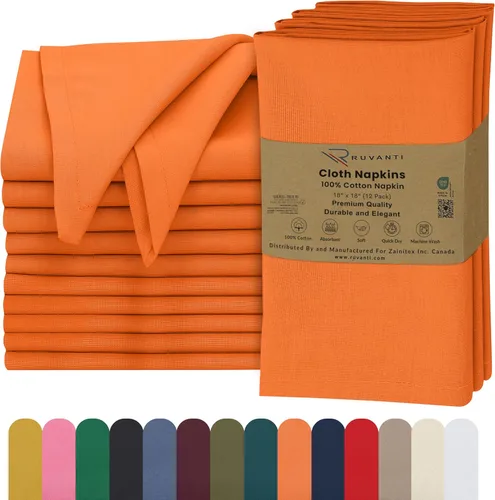 Miniatura 15 de Ruvanti - Servilletas de tela, paquete de 6, 45x45 centímetros, 100% algodón, lavables, suaves y absorbentes, perfectas para bodas, cenas de Belleza