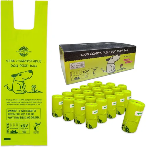 Miniatura 10 de Bolsa para excrementos de perro, bolsas compostables para excrementos de perro, ecológicas, sin perfume, a base de vegetales, extra gruesa, a prueba