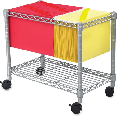 Safco 5201GR - Carro móvil de alambre para cartas o archivos legales, color gris, plegable, ahorro de espacio para almacenamiento compacto. 4 ruedas