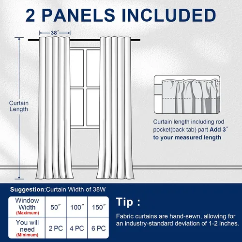 Miniatura 7 de Hiasan Cortinas opacas negras para dormitorio, cortinas opacas cortas de 45 pulgadas de largo, con aislamiento térmico, bolsillo para barra