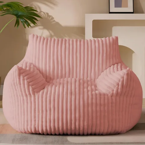 Miniatura 18 de Puf Chaise Lounge de Gran Tamaño para Interiores para Adultos con Reposabrazos y Otomana - Puf Gigante Cómodo Beige Perezoso para el Suelo, Sofá