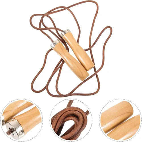 Miniatura 3 de NOLITOY Weighted Leather Jump Rope with Smooth Wooden Handles Indoor Outdoor Fitness Skipping Rope for Physical Education and Strength Training