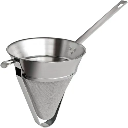 Gobel - Colador fino - 8 pulgadas de diámetro - Acero inoxidable - con refuerzo y con gancho - Calidad profesional - Fabricado en Francia
