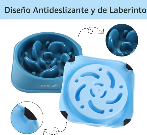 Miniatura 4 de MateeyLife Cuencos de alimentación lenta para perros, 2 unidades, cuencos rompecabezas antiasfixia para comida de perros, alimentación interactiva