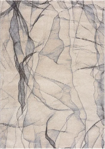 Miniatura 3 de Abani Alfombra contemporánea en capas gris y beige para comedor, de alta calidad, no desprende pelusa, 4 x 6 pies, diseño moderno