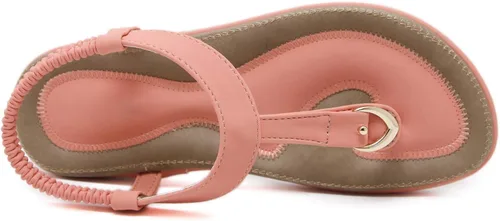 Miniatura 4 de SHIBEVER Sandalias bohemias para mujer de verano con cuentas y tirantes delgados al tobillo, zapatos elegantes