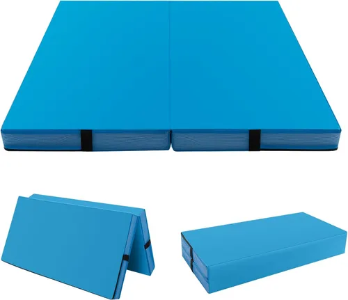 Giantex Colchoneta de gimnasia plegable de 4 x 4 pies con asas de transporte, tapete bio-plegable para niños y animadoras