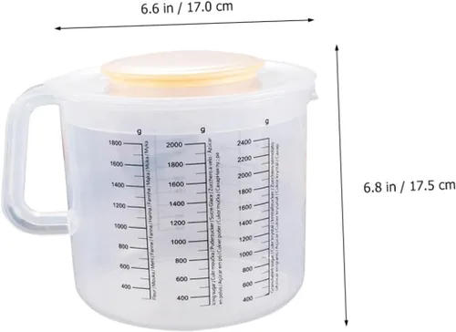 Miniatura 7 de UPKOCH Tazón de mezcla con tapa, tazas de café de plástico con tapas, jarra de agua de plástico, dispensador de mezcla para panqueques, taza