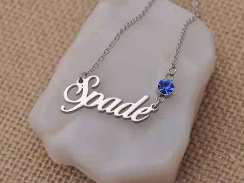 Miniatura 5 de LikeFun Joyería con nombre personalizado con colgante de piedra natal, regalos en plata para My Girl, Acero inoxidable, Acero inoxidable
