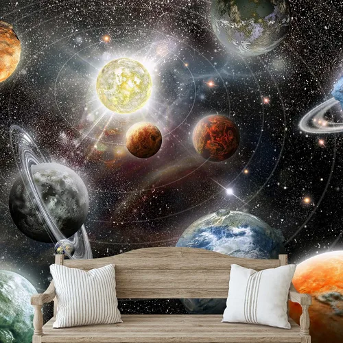 Miniatura 46 de NWT Calcomanía removible para pared, diseño de nube galáctica, estrella, nebulosa, fantasía, ciencia ficción, astronomía y arte espacial, arte