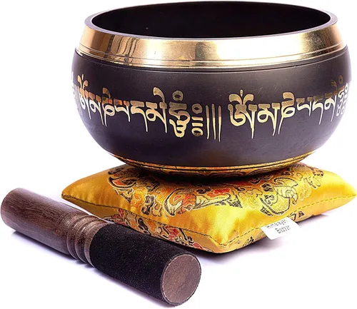 Miniatura 10 de HIMALAYAN BAZAAR - Juego de cuencos tibetanos de 4 pulgadas, fácil de tocar, auténtico, hecho a mano para meditación, sonido de 7 chakras, curación