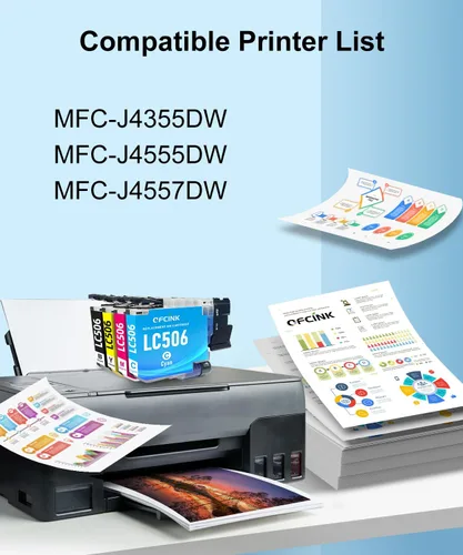Miniatura 2 de LC506 - Paquete de 4 cartuchos de tinta de repuesto para impresoras Brohter LC 506 506 de alto rendimiento para impresoras Brohter INKvestment 4355