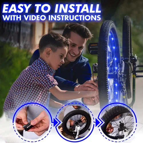 Miniatura 5 de Activ Life Luces LED para rueda de bicicleta con pilas incluidas. Obtén 100% más brillantes y visibles desde todos los ángulos para la máxima