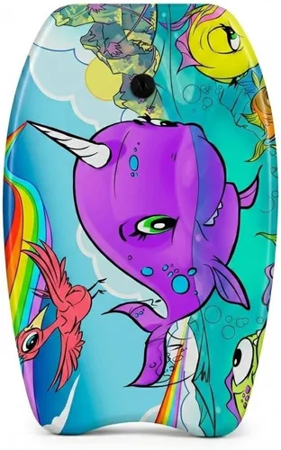 Miniatura 21 de PMU Bodyboard estampado con gráficos, correa de muñeca ligera, parte inferior lisa para playa, mar y piscina, tabla de surf para niños, adolescentes