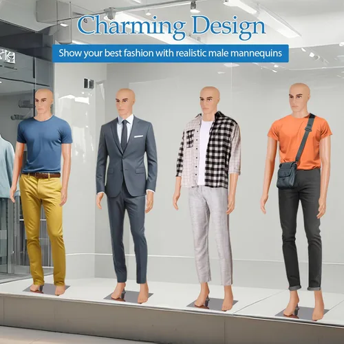 Miniatura 3 de Maniquí masculino de cuerpo completo con cabeza ajustable, extremidades flexibles, diseño desmontable de 72 pulgadas, forma de vestido con base