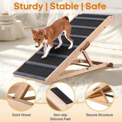 Miniatura 6 de Dog Ramp for Bed - Extra Large, 18'' Wide, Gentle Slope Folding Pet Ramps for Small Large Senior Dogs to Get on High Couches & Cars, Non-Slip Rubber