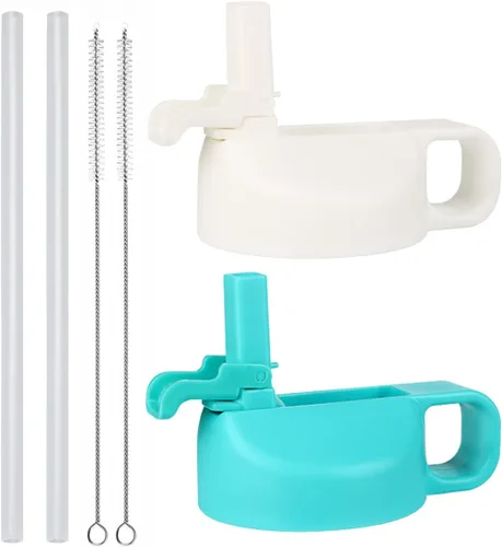 Miniatura 8 de Hydro Flask - Tapa de popote compatible con botellas de agua de boca ancha de 12, 32, 40, 64 onzas, diseño de cubierta antipolvo Negro/ lila