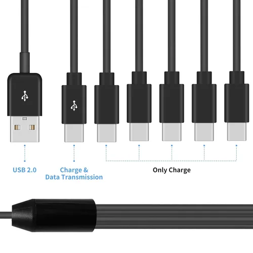 Miniatura 4 de Poyiccot Cable divisor USB C, 6 en 1, USB 2.0 tipo A a 6 tipo C, cable de carga macho con carga rápida de 3 A para Android, Samsung, tableta, 1.5