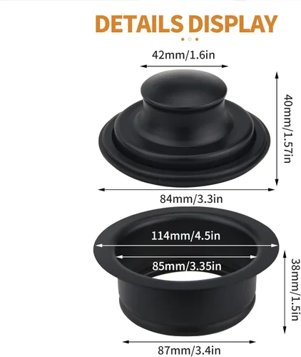 Miniatura 5 de UIInosoo - Brida de eliminación de basura negra, acero inoxidable 304, color negro mate, kit de repuesto universal para fregadero de cocina de 3 1/2