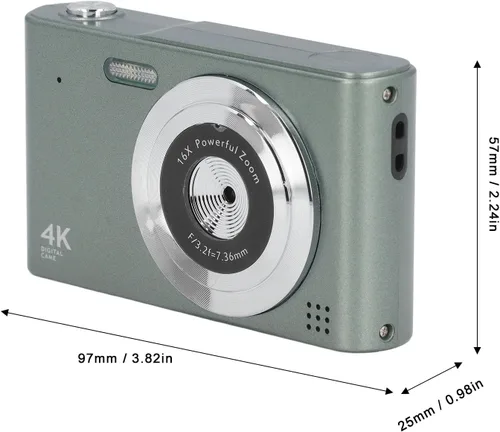 Miniatura 3 de Cámara digital HD vintage 4K 2.4 pulgadas 48MP 16X zoom sin vibración para fotografía, grabación de video, viajes (verde)