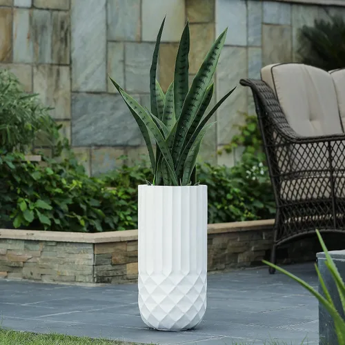 Miniatura 10 de LuxenHome Macetas Altas para Plantas de Exterior, Juego de 2 Macetas para Interiores y Exteriores con Orificio de Drenaje y Tapón de Goma, Macetas