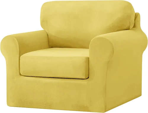 Miniatura 11 de UNBBRRL Fundas de sofá de 3 piezas para sofá, funda de terciopelo elástico para sillón con 1 funda de cojín de asiento y 1 funda de respaldo