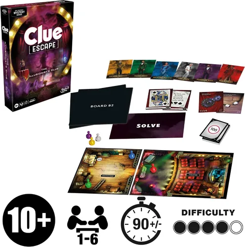 Miniatura 14 de Clue Escape: The Illusionist's Club Juego de mesa Juego familiar de Escape Room Misterio de resolución de 1 vez A partir de 10 años 1-6