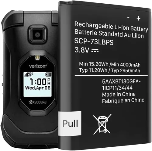 LCLEBM [Batería SCP-73LBPS de 4000mAh, nueva actualización de alta capacidad de repuesto para Kyocera DuraXV Extreme E4810 Verizon Flip Phone