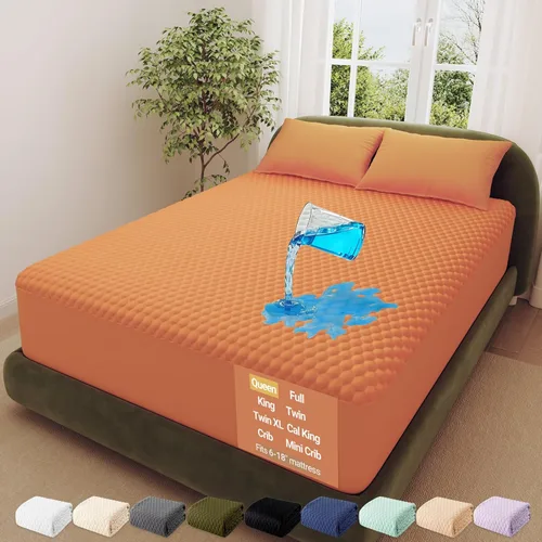 Miniatura 33 de OhGeni - Protector de colchón 100% impermeable tamaño Queen, almohadilla suave para colchón, resistente al pelo de mascotas y a la enuresis 1- Blanco
