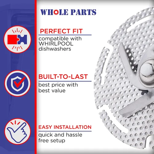 Miniatura 4 de Whole Parts - Cuchilla para picadora de lavavajillas mejorada # W11246682 - Repuesto y compatible con algunos lavavajillas Whirlpool - Reemplaza