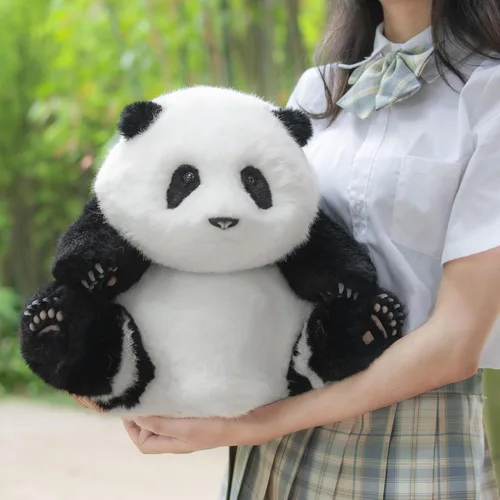 Miniatura 7 de Chongker Peluche de panda con peso, peluche de panda para compañero "HeHua", peluche grande gigante realista hecho a mano, 4.6 libras, 16.5