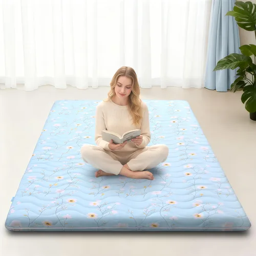 Miniatura 10 de Colchón de Futón Japonés para Suelo, 100% Espuma Cómoda de Alta Densidad, Colchón Plegable Engrosado de 3.5 Pulgadas, Tapete Tatami para Dormir, Gris