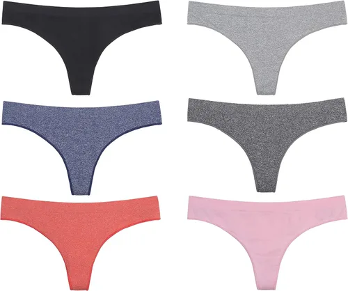 Miniatura 3 de Imakokoni Tangas sin costuras para mujer, paquete de 6 tangas de nailon y elastano para mujer