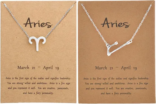 Miniatura 15 de Juego de 2 collares del zodiaco – Collar con colgante de 12 constelaciones, collar con signo del zodiaco para mujer, cumpleaños y astrología