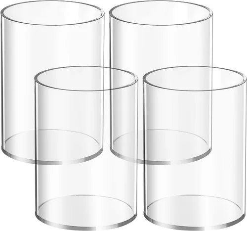 Miniatura 10 de Mototo 2 soportes de acrílico transparente para bolígrafos, redondos y vasos para lápices, soporte para maquillaje transparente, organizador