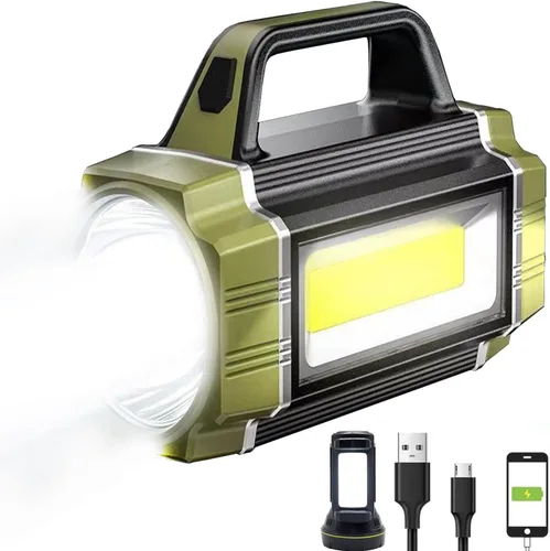 Miniatura 10 de SUYOOULIN Linterna solar LED recargable, súper brillante, 10000 lúmenes, linterna LED de mano, linterna de campamento, luz de trabajo, 5 modos