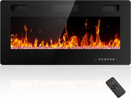 Miniatura 9 de Electactic Chimenea eléctrica de 42 pulgadas, chimenea eléctrica empotrada y montada en la pared con control remoto, calentador de chimenea