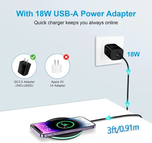 Miniatura 4 de Pixel 10a - Almohadilla de carga inalámbrica rápida de 15 W con adaptador para Google Pixel 9 9a 9 Pro Fold 8a 7a, iPhone 16 15 14 13 Pro Max