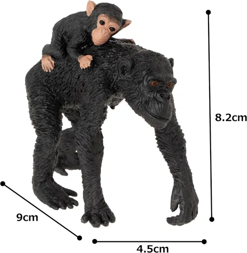 Miniatura 2 de MOJO - Madre y bebé chimpancés Figura de juguete pintada a mano Colección de vida silvestre Fiel a la vida y altamente detallada Diseñado