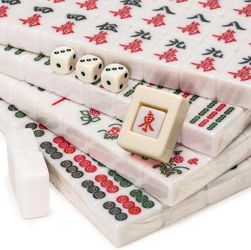 Miniatura 4 de Yellow Mountain Imports Juego de Mahjong Chino Tamaño Campeón con Estuche de Aluminio - con 146 Fichas, 3 Dados y un Indicador de Viento - Solo